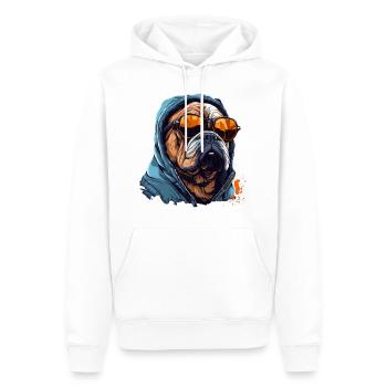 Urban Bulldog: Streetwise Bulldog-Vibes - Männer Premium Bio Hoodie - Weiß - Vorne - Nico (187cm)