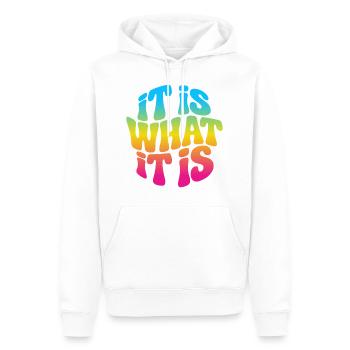 C’est ce que c’est - Sweat à capuche Premium bio Homme - blanc - Devant - Nico (187cm)