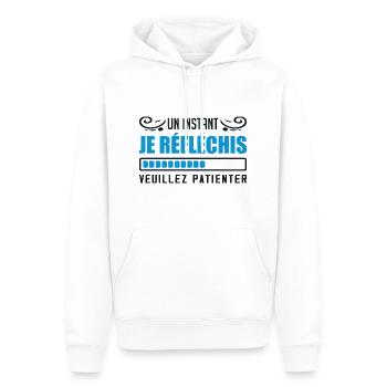 Un Instant Je Réfléchis, Veuillez Patienter Humour - Sweat à capuche Premium bio Homme - blanc - Devant - Nico (187cm)