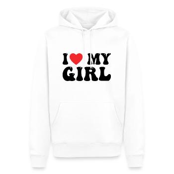 Ich liebe mein Mädchen - Männer Premium Bio Hoodie - Weiß - Vorne - Nico (187cm)