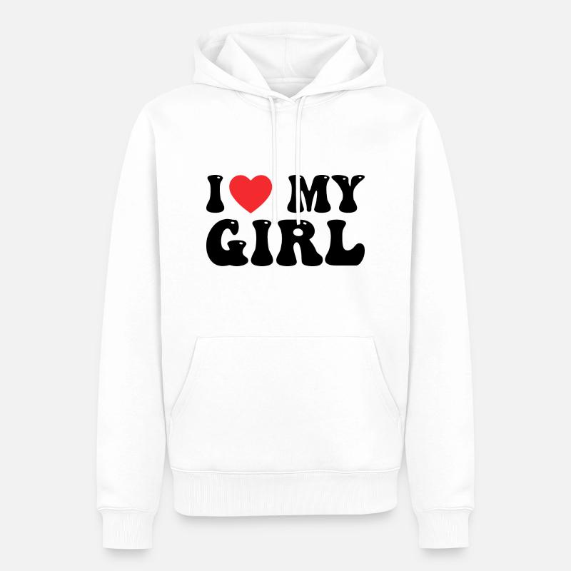 Ich liebe mein Mädchen - Männer Premium Bio Hoodie - Weiß