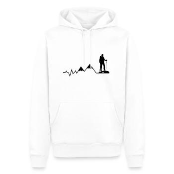 Mon cœur bat pour la randonnée - Berge Hiking EKG - Sweat à capuche Premium bio Homme - blanc - Devant - Nico (187cm)