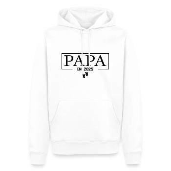 Futur papa 2025 - Annonce Grossesse - Sweat à capuche Premium bio Homme - blanc - Devant - Nico (187cm)