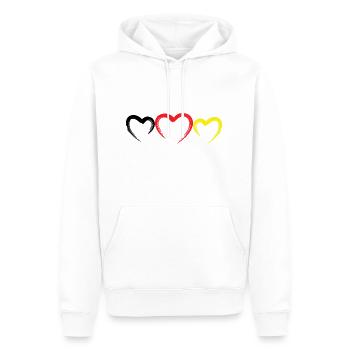 Drapeau allemand Drapeau allemand Coeur - Sweat à capuche Premium bio Homme - blanc - Devant - Nico (187cm)
