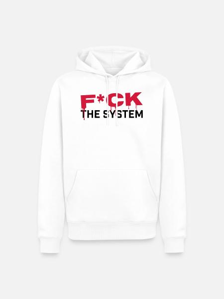BAISE LE SYSTÈME - Sweat à capuche Premium bio Homme - blanc