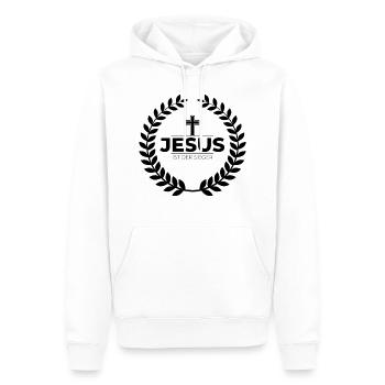 Jesus Christus ist der Sieger - Christliches Shirt - Männer Premium Bio Hoodie - Weiß - Vorne - Nico (187cm)