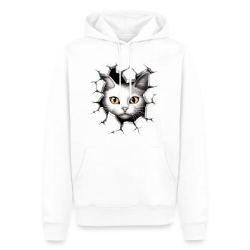 Hole Peekaboo: Baby-Katze auf Abenteuer - Männer Premium Bio Hoodie - Weiß - Vorne - Nico (187cm)