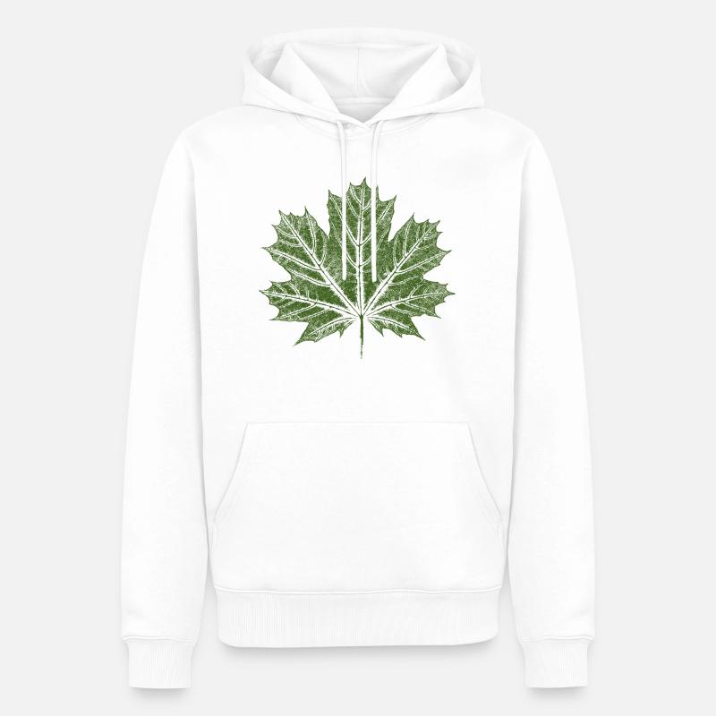 Maple Leaf / Leaf - BOTANICAL Maple - Men’s Premium Organic Hoodie - white