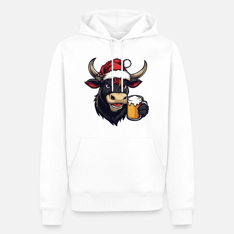 Bière de Noël Vache - Sweat à capuche Premium bio Homme - blanc