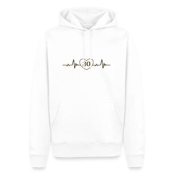 30° compleanno Cuore 30 - Felpa con cappuccio ecologica premium da uomo - bianco - Fronte - Nico (187cm)