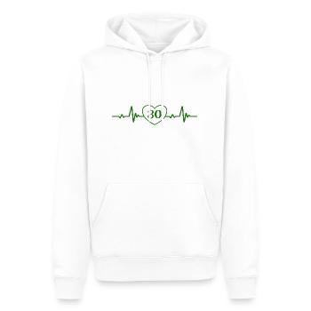 30° compleanno Cuore 30 - Felpa con cappuccio ecologica premium da uomo - bianco - Fronte - Nico (187cm)