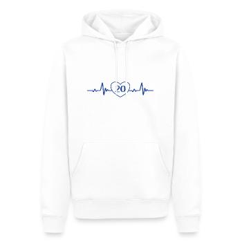 20e anniversaire Coeur 20 - Sweat à capuche Premium bio Homme - blanc - Devant - Nico (187cm)