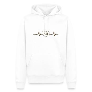 60e anniversaire Coeur 60 - Sweat à capuche Premium bio Homme - blanc - Devant - Nico (187cm)