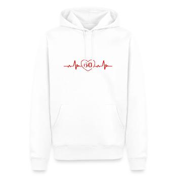 60e anniversaire Coeur 60 - Sweat à capuche Premium bio Homme - blanc - Devant - Nico (187cm)