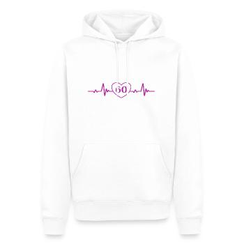 60e anniversaire Coeur 60 - Sweat à capuche Premium bio Homme - blanc - Devant - Nico (187cm)