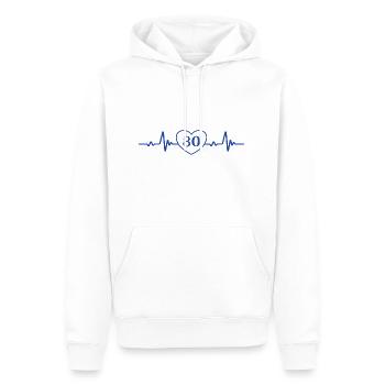 80. Geburtstag Herz 80 - Männer Premium Bio Hoodie - Weiß - Vorne - Nico (187cm)