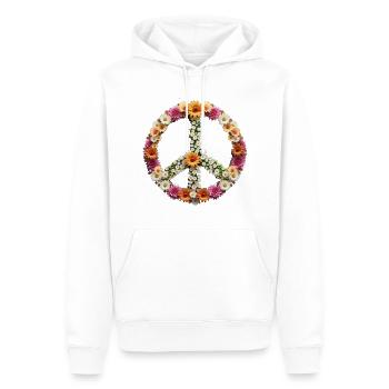 paix, signe de paix, signe de paix, fleurs, coloré - Sweat à capuche Premium bio Homme - blanc - Devant - Nico (187cm)