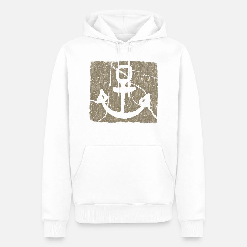 Ancre / Kaki - Sweat à capuche Premium bio Homme - blanc
