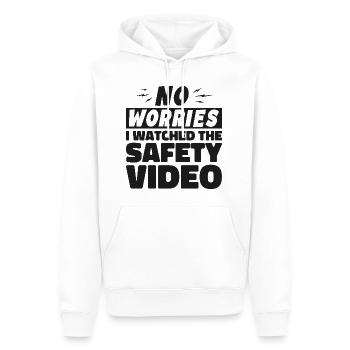Keine Sorge, ich habe mir das Sicherheitsvideo angesehen - Männer Premium Bio Hoodie - Weiß - Vorne - Nico (187cm)