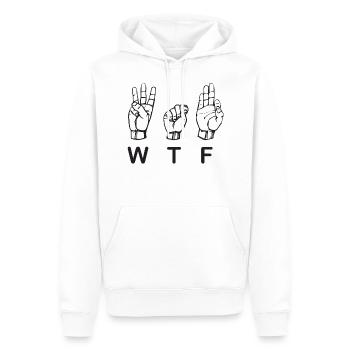 WTF - Well That’s Funny - Sweat à capuche Premium bio Homme - blanc - Devant - Nico (187cm)