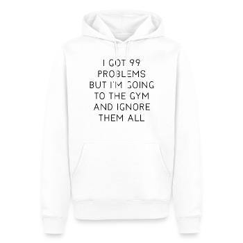 GYM SHIRT - Männer Premium Bio Hoodie - Weiß - Vorne - Nico (187cm)