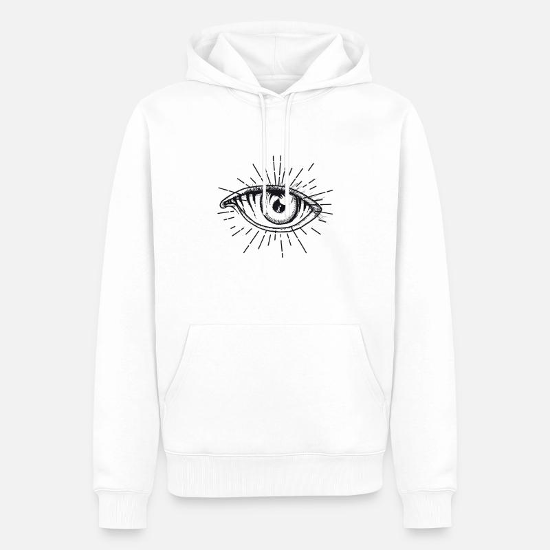 Œil - Sweat à capuche Premium bio Homme - blanc