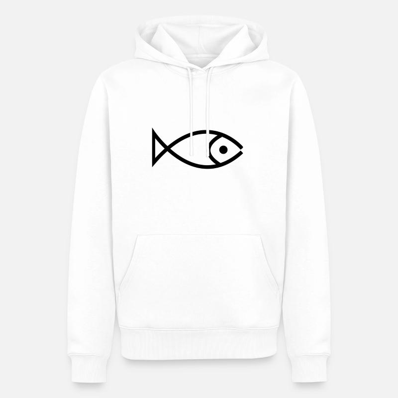 Poisson - Sweat à capuche Premium bio Homme - blanc