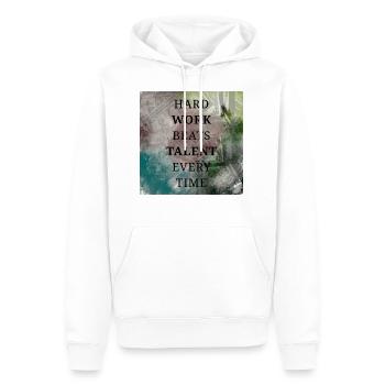 HARD WORK BEATS TALENT EVERY TIME - Sweat à capuche Premium bio Homme - blanc - Devant - Nico (187cm)