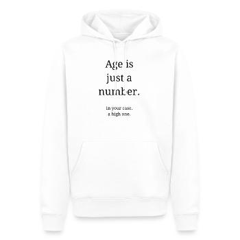 Alter ist nur eine Zahl - Männer Premium Bio Hoodie - Weiß - Vorne - Nico (187cm)