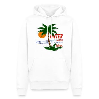 UNTER PALMEN LÄSST ES SICH LEBEN - Männer Premium Bio Hoodie - Weiß - Vorne - Nico (187cm)