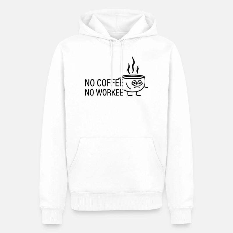 Comic Kaffee Tasse Kein Kaffee keine Arbeit - Männer Premium Bio Hoodie - Weiß