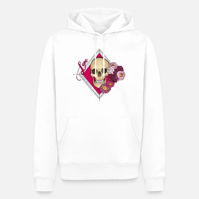 Liebesschädel - Männer Premium Bio Hoodie - Weiß