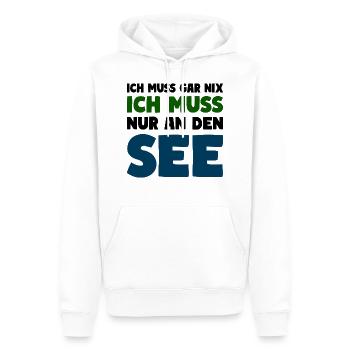 Ich muss nur an den See Natur Wasser - Männer Premium Bio Hoodie - Weiß - Vorne - Nico (187cm)