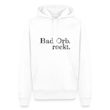 Bad Orb rockt - Textdesign mit Stadtnamen - Männer Premium Bio Hoodie - Weiß - Vorne - Nico (187cm)
