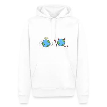 Welt Erde Teufel Engel böse lieb - Männer Premium Bio Hoodie - Weiß - Vorne - Nico (187cm)