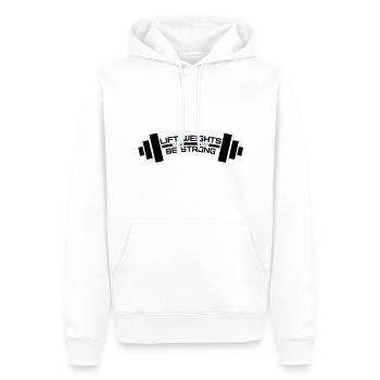 Lift Weights Be Strong - Men’s Premium Organic Hoodie - white - Front - Nico (187cm)