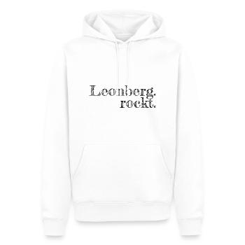 Leonberg rockt - Textdesign mit Stadtnamen - Männer Premium Bio Hoodie - Weiß - Vorne - Nico (187cm)