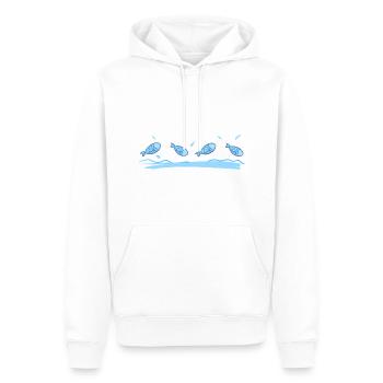 wasser linie welle fische tiere fisch strich tiers - Männer Premium Bio Hoodie - Weiß - Vorne - Nico (187cm)