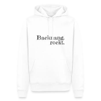 Backnang rockt - Textdesign mit Stadtnamen - Männer Premium Bio Hoodie - Weiß - Vorne - Nico (187cm)