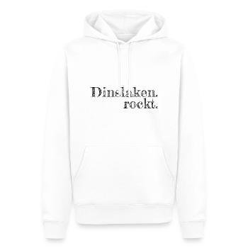 Dinslaken rockt - Textdesign mit Stadtnamen - Männer Premium Bio Hoodie - Weiß - Vorne - Nico (187cm)