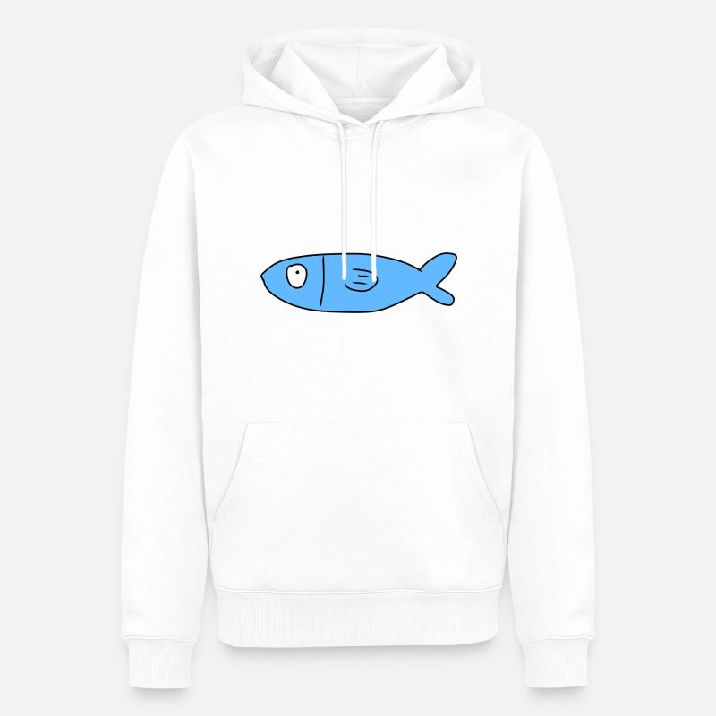 Fisch Symbol Tier blau - Männer Premium Bio Hoodie - Weiß