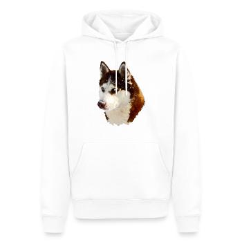 Dessin de tête de husky nordique - Sweat à capuche Premium bio Homme - blanc - Devant - Nico (187cm)