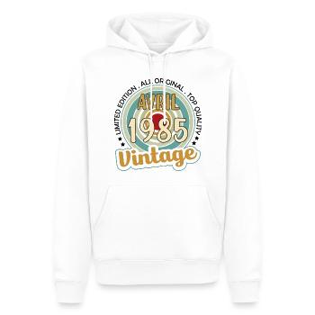 Vintage Flourish Cadeau Anniversaire Avril 1985 - Sweat à capuche Premium bio Homme - blanc - Devant - Nico (187cm)