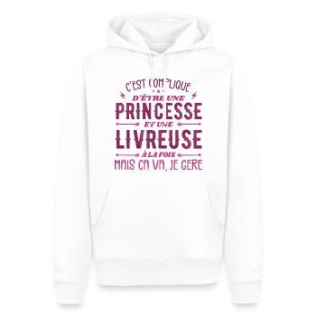 Es ist nicht einfach, eine Prinzessin und ein Liefermädchen zu sein - Männer Premium Bio Hoodie - Weiß - Vorne - Nico (187cm)