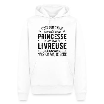 Es ist nicht einfach, eine Prinzessin und ein Liefermädchen zu sein - Männer Premium Bio Hoodie - Weiß - Vorne - Nico (187cm)