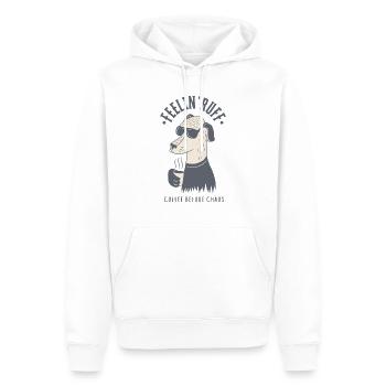 Feelin' Ruff – Le café avant le chaos - Sweat à capuche Premium bio Homme - blanc - Devant - Nico (187cm)