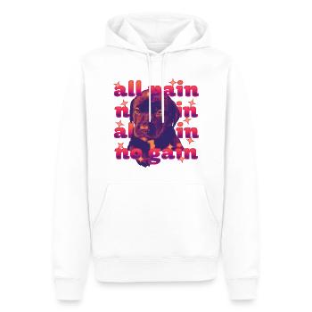 All Pain No Gain – Chien dramatique - Sweat à capuche Premium bio Homme - blanc - Devant - Nico (187cm)