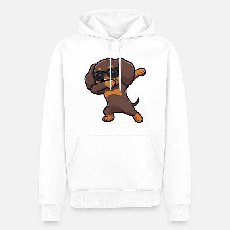 Dabbing Dackel alias Teckel - Sweat à capuche Premium bio Homme - blanc