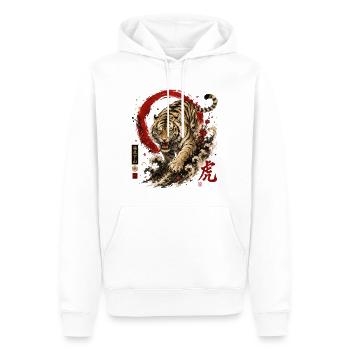 Tiger – Japanese Tattoo Streetwear Design - Männer Premium Bio Hoodie - Weiß - Vorne - Nico (187cm)