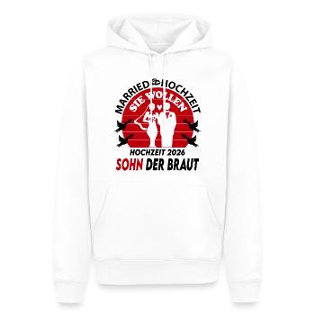 Hochzeit Married 2026 Sohn der Braut Tauben - Männer Premium Bio Hoodie - Weiß - Vorne - Nico (187cm)